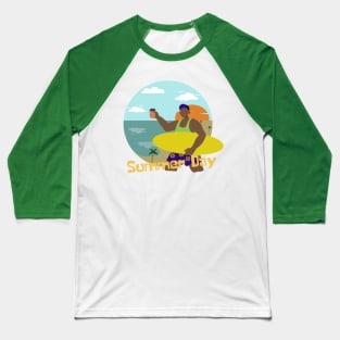 Surfing man on Summer Day Baseball T-Shirt